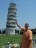 Chris holding up the Leaning Tower of Pisa