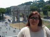 Tami in front of the Arch at the Colliseum